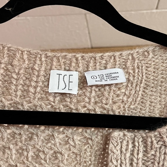 Vintage TSE Women’s Chunky Knit Sweater Cashmere Angora Wool in Tan size Large - Picture 3 of 5